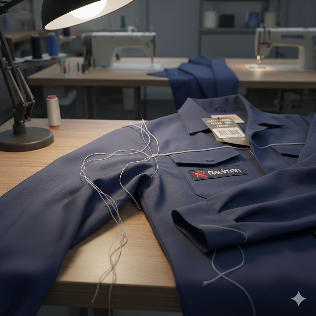 Illustration representing inconsistent uniform stitching quality