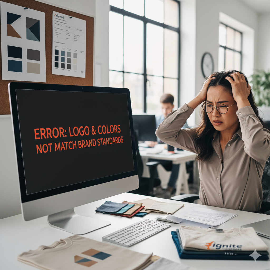 Graphic showing branding inconsistencies across uniforms